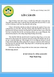 Lời cảm ơn của đồng chí Phạm Thanh Tùng, Bí thư Đảng ủy, Tổng Giám đốc Công ty